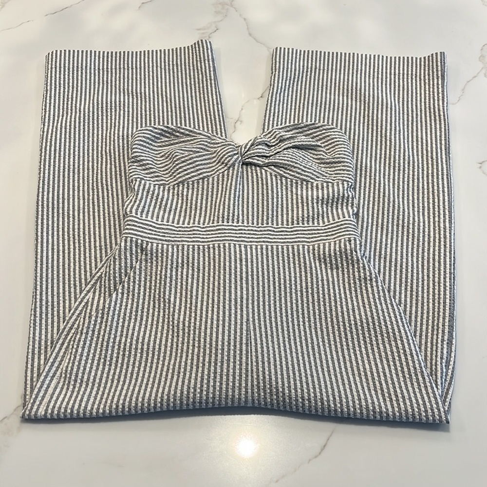 Veronica Beard Strapless Blue and White Pinstripe Jumpsuit - Picture 14 of 15